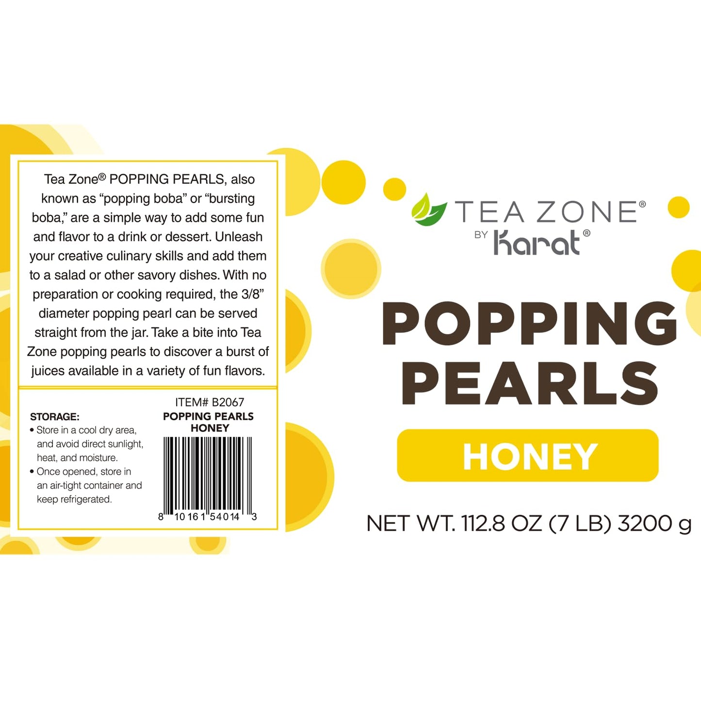 Tea Zone [7 Pounds] Honey Popping Pearls for Boba Tea Beverages, Sweets, Ice Cream Topping | B2067