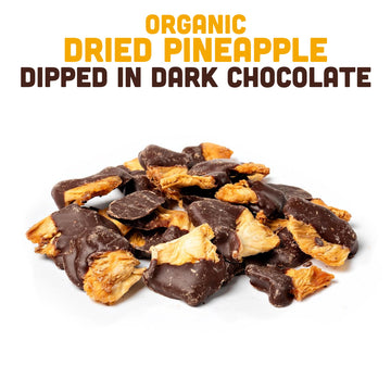 Mavuno Harvest Organic Chocolate Covered Pineapple - Organic Dried Pineapple Dipped in Dark Chocolate - Non GMO, Fair Trade & Ve