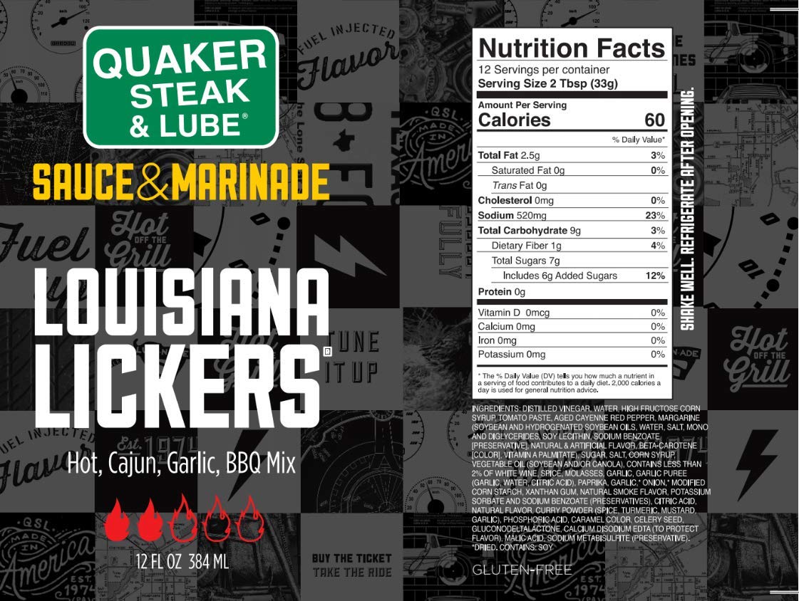 Quaker Steak And Lube Louisiana Lickers Wing Sauce - Two 12 Ounce Bottles Of Quaker Steak & Lube Louisiana Lickers Chicken Wing