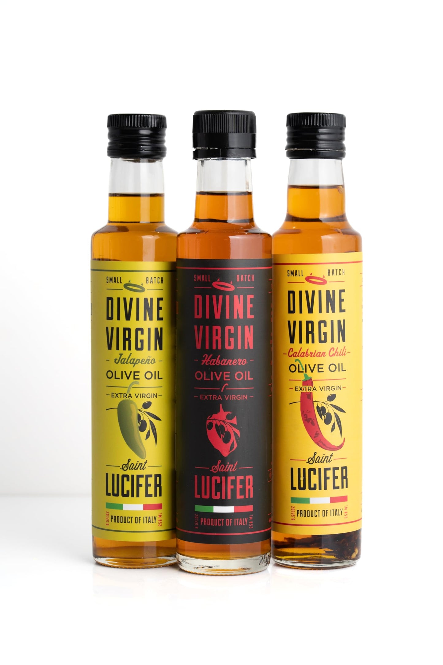 SAINT LUCIFER Calabrian Chili Oil, Gluten Free, Cold Pressed Extra Virgin Olive Oil, 8.5 Fl Oz (Pack of 1)