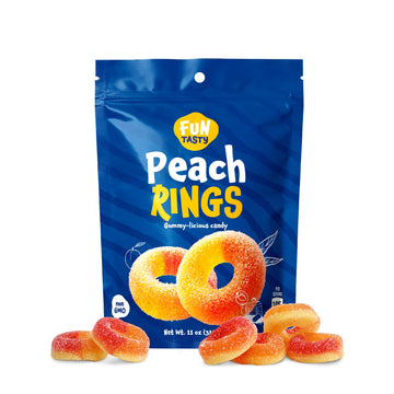 Funtasty Peach Rings - 11 Ounce Bag - Sour And Sweet Gummy Candy