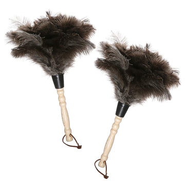 Midoneat Natural Gray Ostrich Feather Duster,2 Packs,Car Duster Interior/Exterior Cleaner,Duster For Blinds Kitchen Keyboard Off