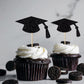 Leetaivie 24Pcs Graduation Cupcake Topper - Black Glitter Graduation Cap Graduation Diploma Cupcake Topper- Class Of 2025 Gradua