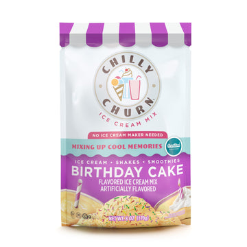 Chilly Churn Birthday Cake Flavored Ice Cream, Shakes, Smoothies Mix By Frostline Brand, Use with Ice Cream Machine, Countertop 