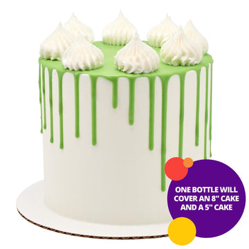 Decopac Cake Drip, Bright Green Color, Vanilla Flavor, Matte Like Chocolate, 6.35 Oz