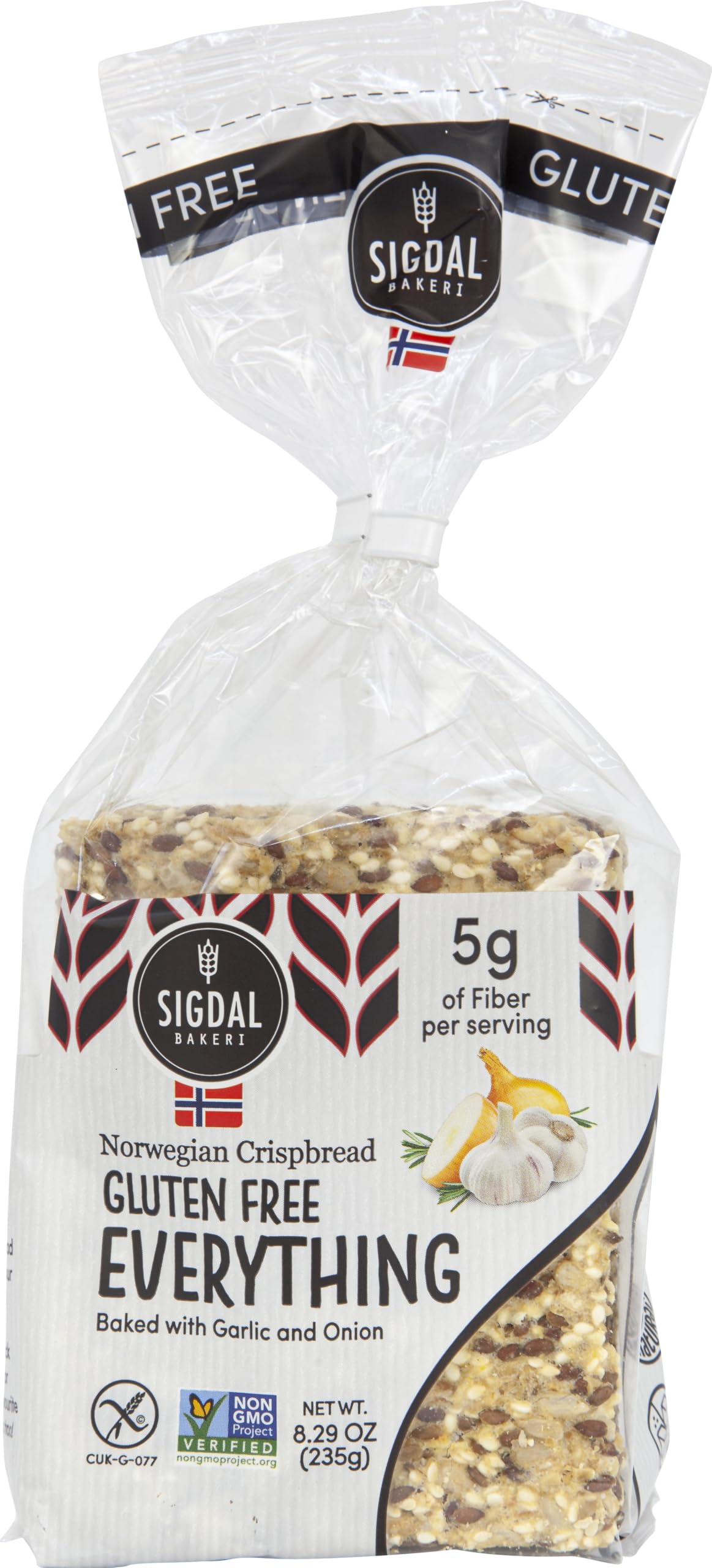 Sigdal Gluten Free Everything Norwegian Crispbread, Vegan, Non-GMO, High Fiber, Low Carb, 8.29 oz (Pack of 4)