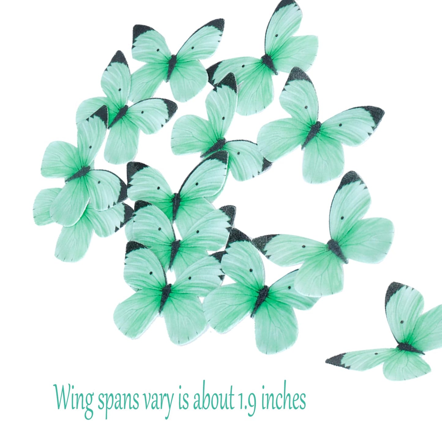 50Pcs Edible Butterfly Cake Decorations Green Wafer Paper Butterflies Cake Cupcake Toppers For Women Girls' Happy Birthday Cake