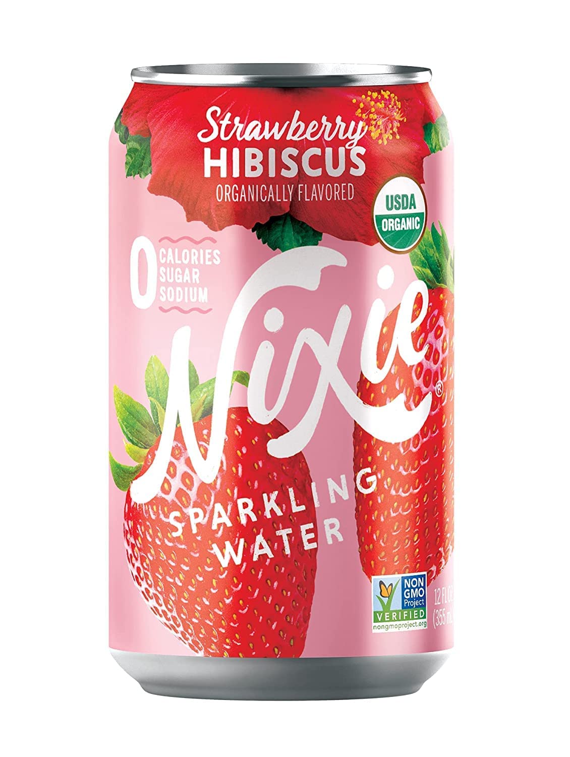Nixie Organic Strawberry Hibiscus Sparkling Water 8 Pack, 12 FZ