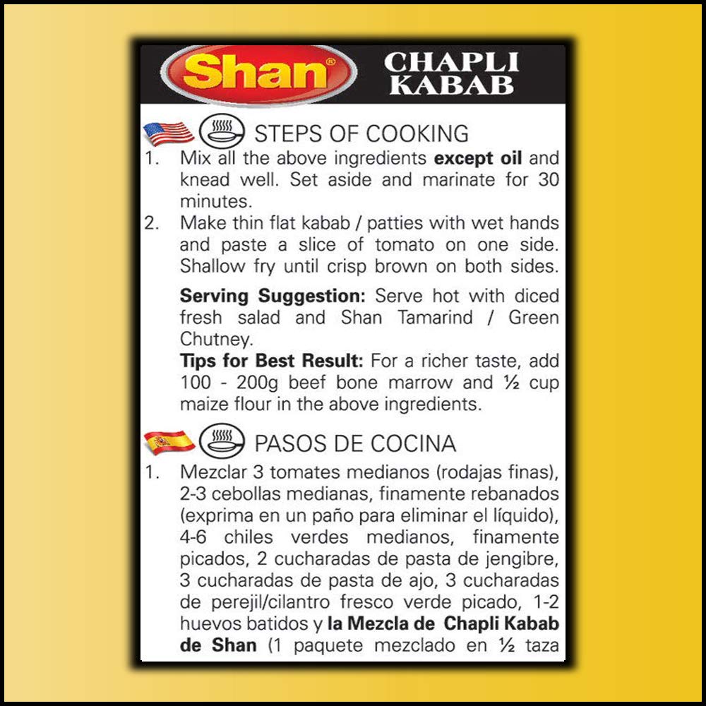 Shan Chapli Kabab Recipe and Seasoning Mix - Spice Powder for Meat & Corn Patty - 3.52 oz (Pack of 3)
