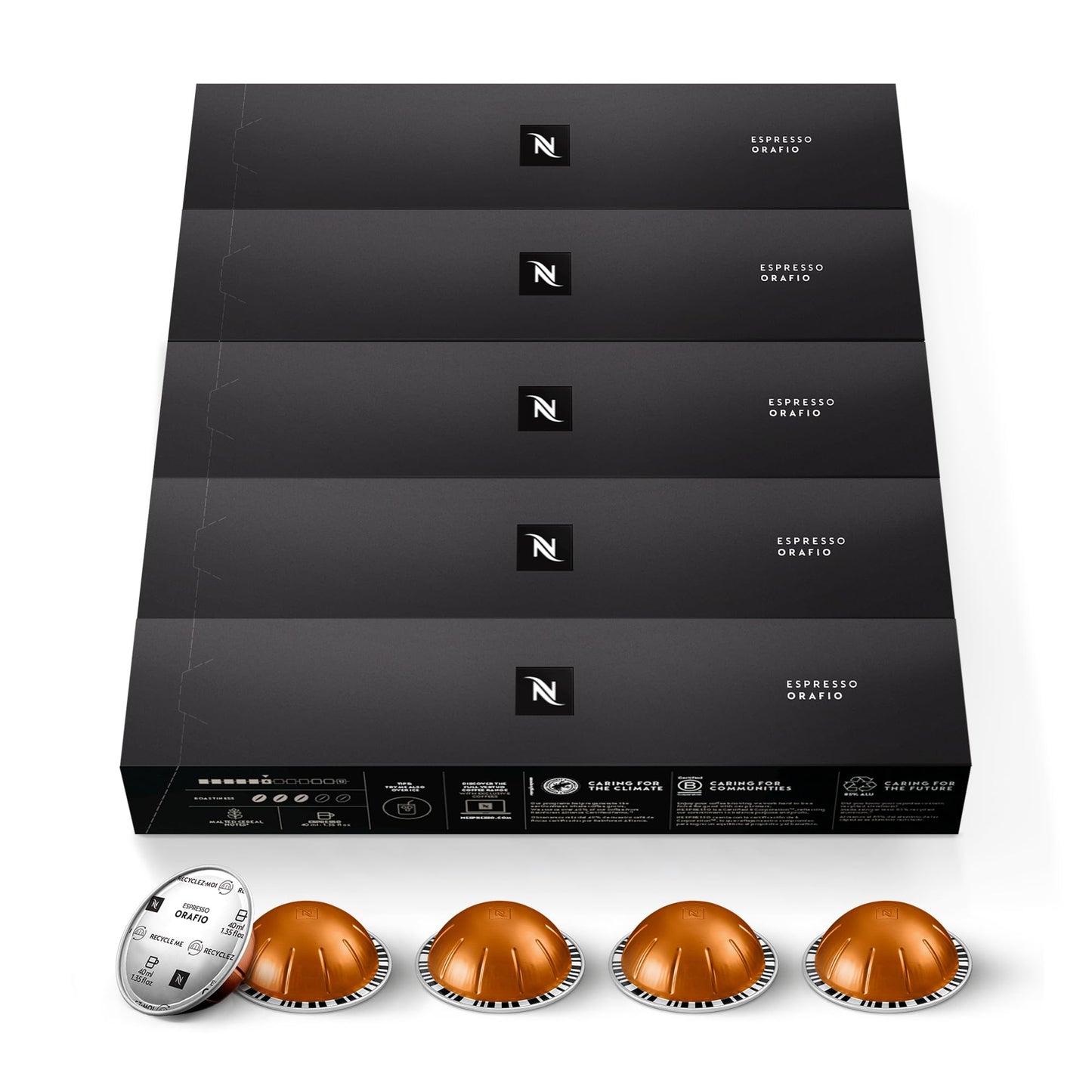 Nespresso Capsules Vertuo Orafio Medium Roast Espresso Pods 50-Count, Brews 1.35 oz.