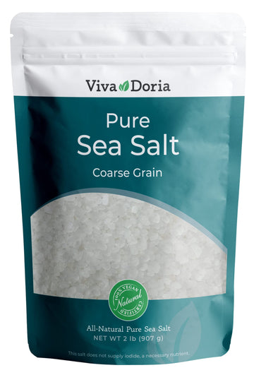 Viva Doria Pure Sea Salt, Coarse Grain, 32 Ounce (2 lb), Ideal for Salt Grinders