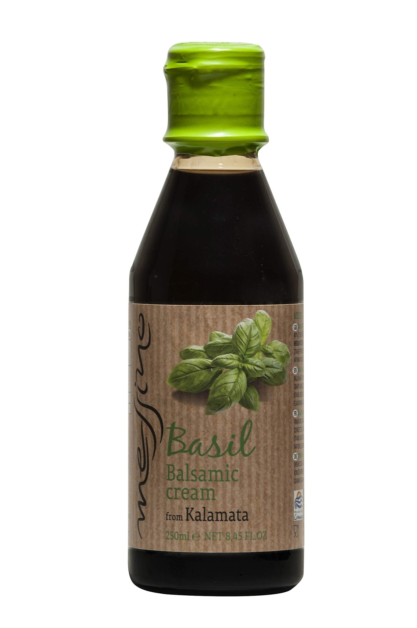 Messino Basil Balsamic Vinegar Glaze, 250 ml, Imported from Greece, 8.45 Fl Oz