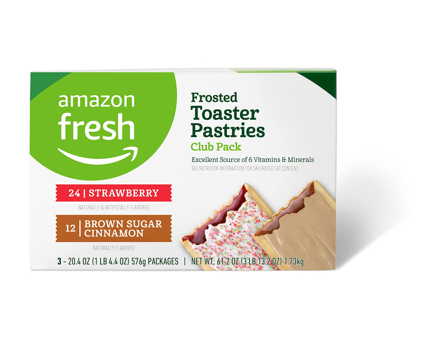 Amazon Grocery Frosted Toaster Pastries Club Pack - 24 ct Strawberry & 12 ct Brown Cinnamon Sugar - 61.2 Ounce