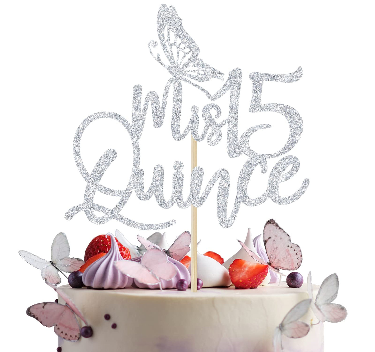 Silver Glitter Mis Quince Cake Topper, Mis Quince Aos Decorations, 15Th Birthday Decorations, Feliz 15 Anos, Cheers To 15 Years