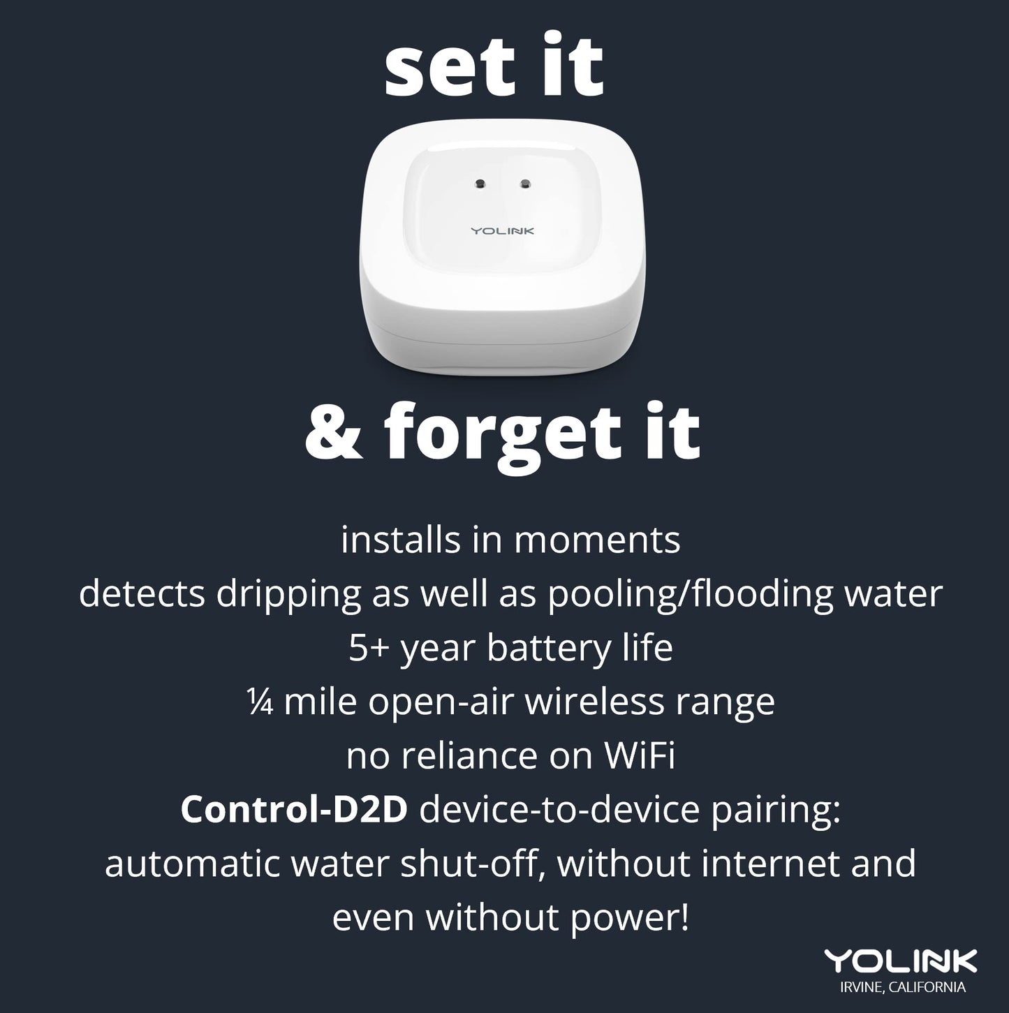 Yolink Water Leak Detector, 1/4 Mile World'S Longest Range, Wireless Smart Water Leak Sensor, Alexa, Ifttt, Hub Required