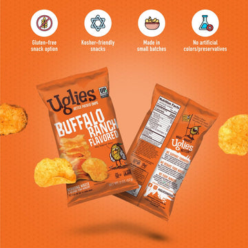 Uglies Buffalo Ranch Kettle-Cooked Potato Chips, Gluten-Free Snacks, Kosher-Friendly Chips, Non-Gmo Snacks For Kids Or Office, L