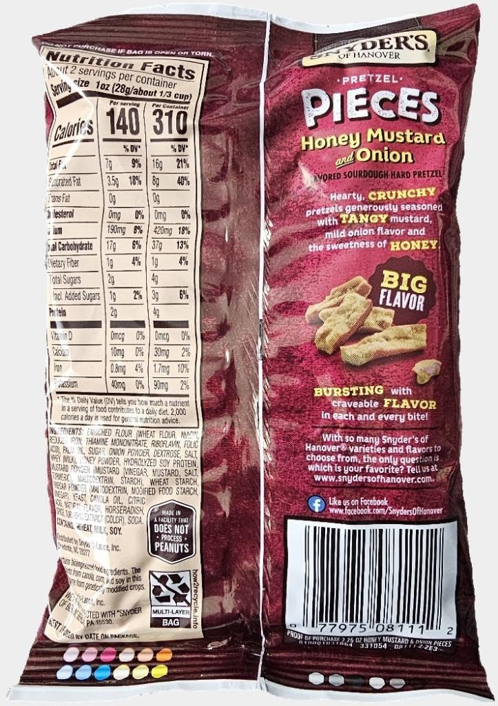Snyders of Hanover Pretzel Pieces, Honey Mustard Onion, 2.25 oz, Pack of 12 by SUPERDEALS with Mystery Gift