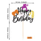 YCTHUNFISH Happy Birthday Cake Topper - Glitter Witch Hair, Halloween Theme, Bamboo, Colorful, Perfect for Kids Birthday and Baby Shower