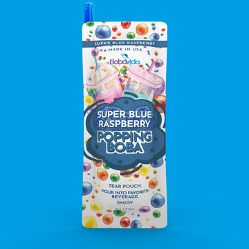BOBAVIDA Popping Boba Pearls - Super Blue Raspberry - 10 Pack with Straws - Non-GMO Food Toppings