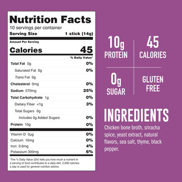 Lonolife Sriracha Chicken Bone Broth Powder Mix | 10G Protein | Collagen-Rich, Keto & Paleo Friendly | Natural Ingredients | 10