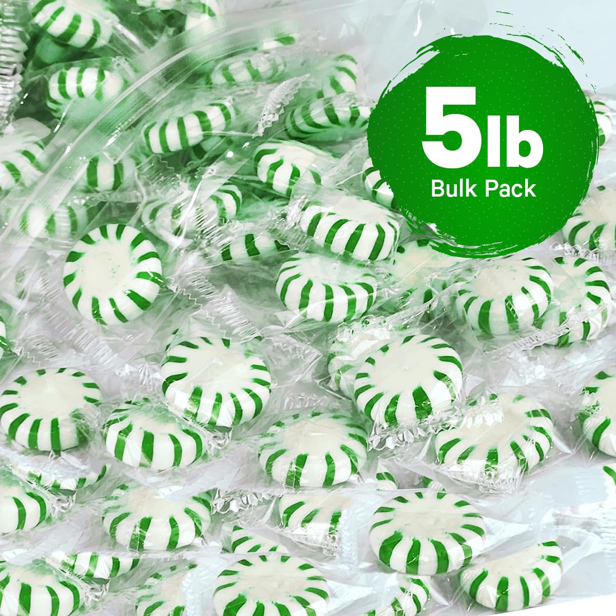 Starlight Spearmint Individually Wrapped Candy, 5 Pound Bulk Pack, Sweets For On The Go Refreshment, Starlight Mints Bulk Candy.
