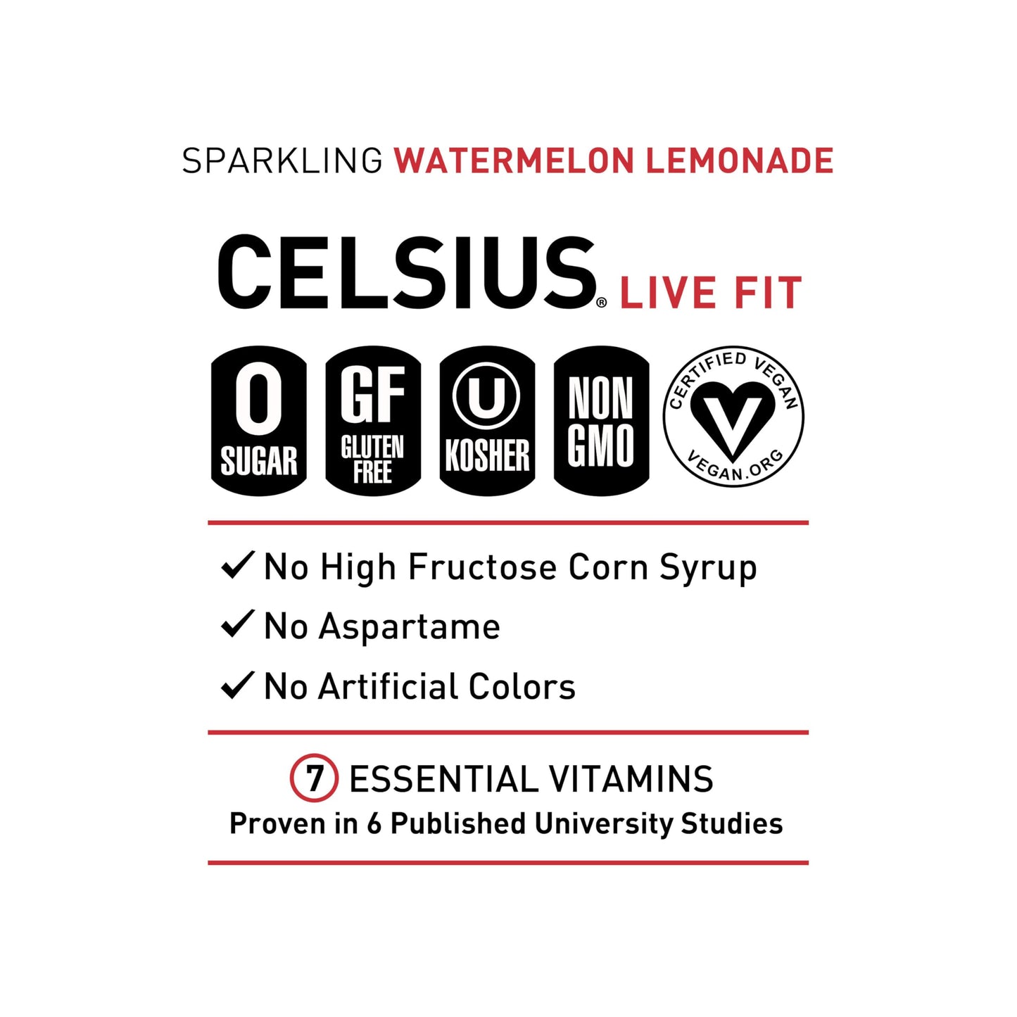 CELSIUS Sparkling Watermelon Lemonade Energy Drink, 12 Fl Oz (Pack of 12) - Functional, Refreshing, Essential Energy Beverage