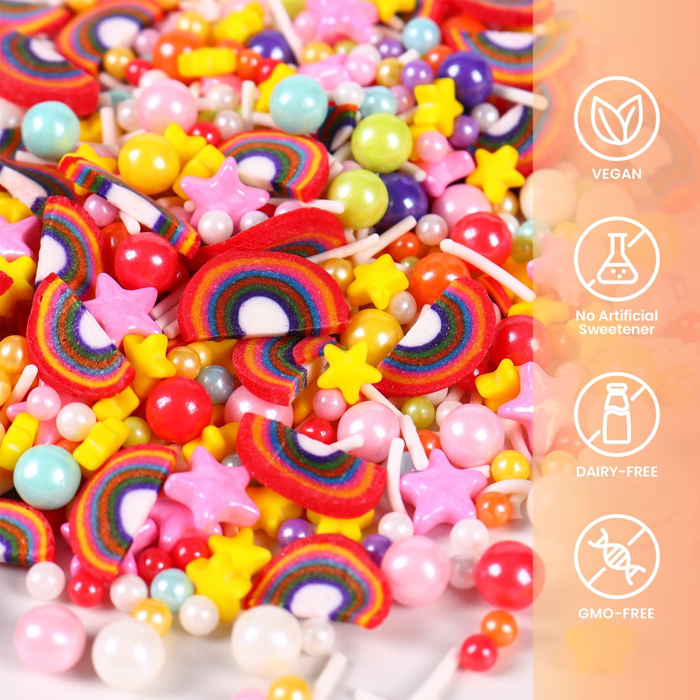 Rainbow Sprinkles For Cake Decorating, Pink Yellow Green Sprinkles Mix, Edible Sprinkles For Cupcake Toppers Ice Cream Cookie Ba