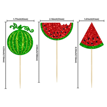 24Pcs Watermelon Cupcake Toppers One In A Melon Cupcake Picks Watermelon Fruit Cake Topper Decorations For Baby Girl Birthday Pa