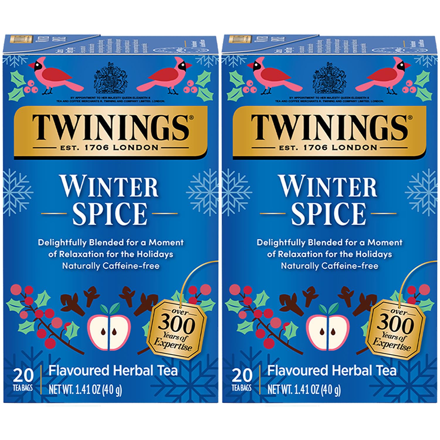 Twinings Winter Spice Herbal Tea - Caffeine-Free, 20 Count (Pack of 2), Brown, Model TS0417-A700ML-M1502
