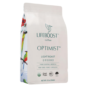 Lifeboost Light Roast Ground Coffee - Non-GMO Single Origin Low Acid Organic Light Roast Coffee - Third Party Tested For Mycotox