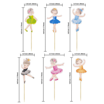 Gyufise 36Pcs Ballerina Cupcake Toppers Colorful Baby Girl Cupcake Toppers Ballet Dancer Girls Cupcake Toppers Dancing Cake Dess