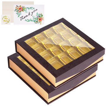 Bumlon Chocolate Boxes Packaging, Empty Truffle Boxes With Window, Chocolate Gift Box Packaging With Dividers And Magnetic Closu