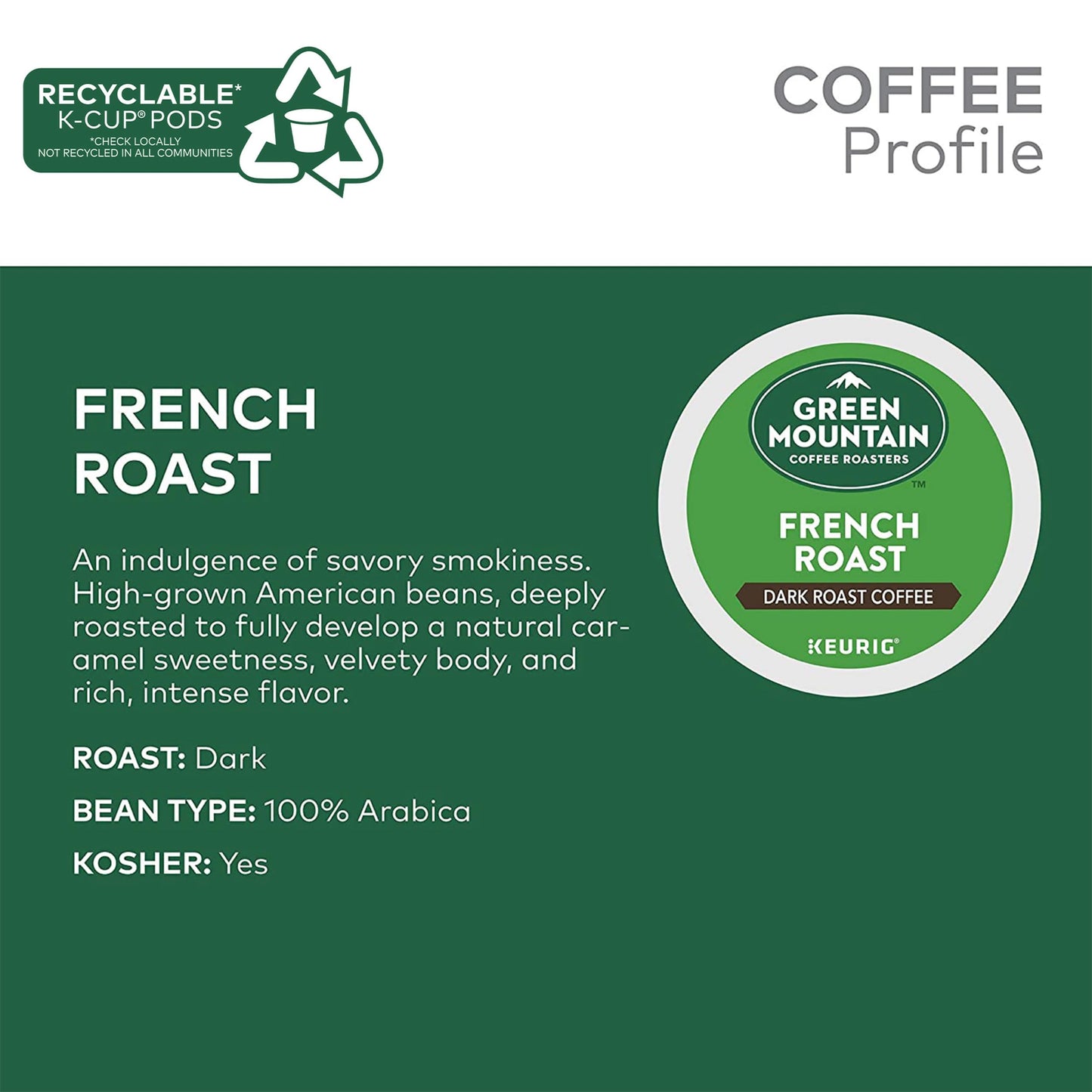 Green Mountain Coffee Roasters French Roast Keurig K-Cup Pods, Dark Roast Coffee, 72 Count