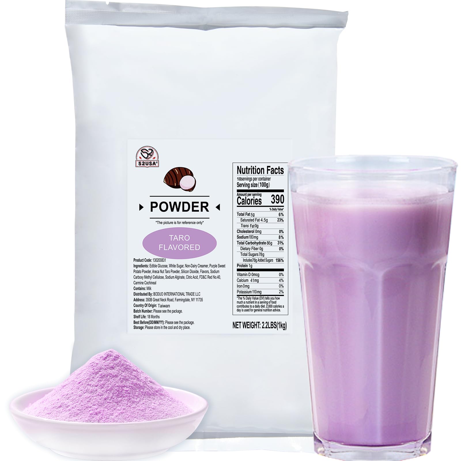 52Usa Taro Flavored Powder 1Kg - Top-Grade Mix For Bubble Tea  Smoothies  Milk Tea & Desserts