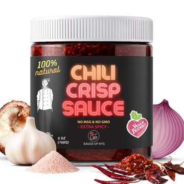 SAUCE UP NYC Extra Spicy Chili Crisp Sauce, Vegan, Gluten-Free, 6oz, Pack of 1