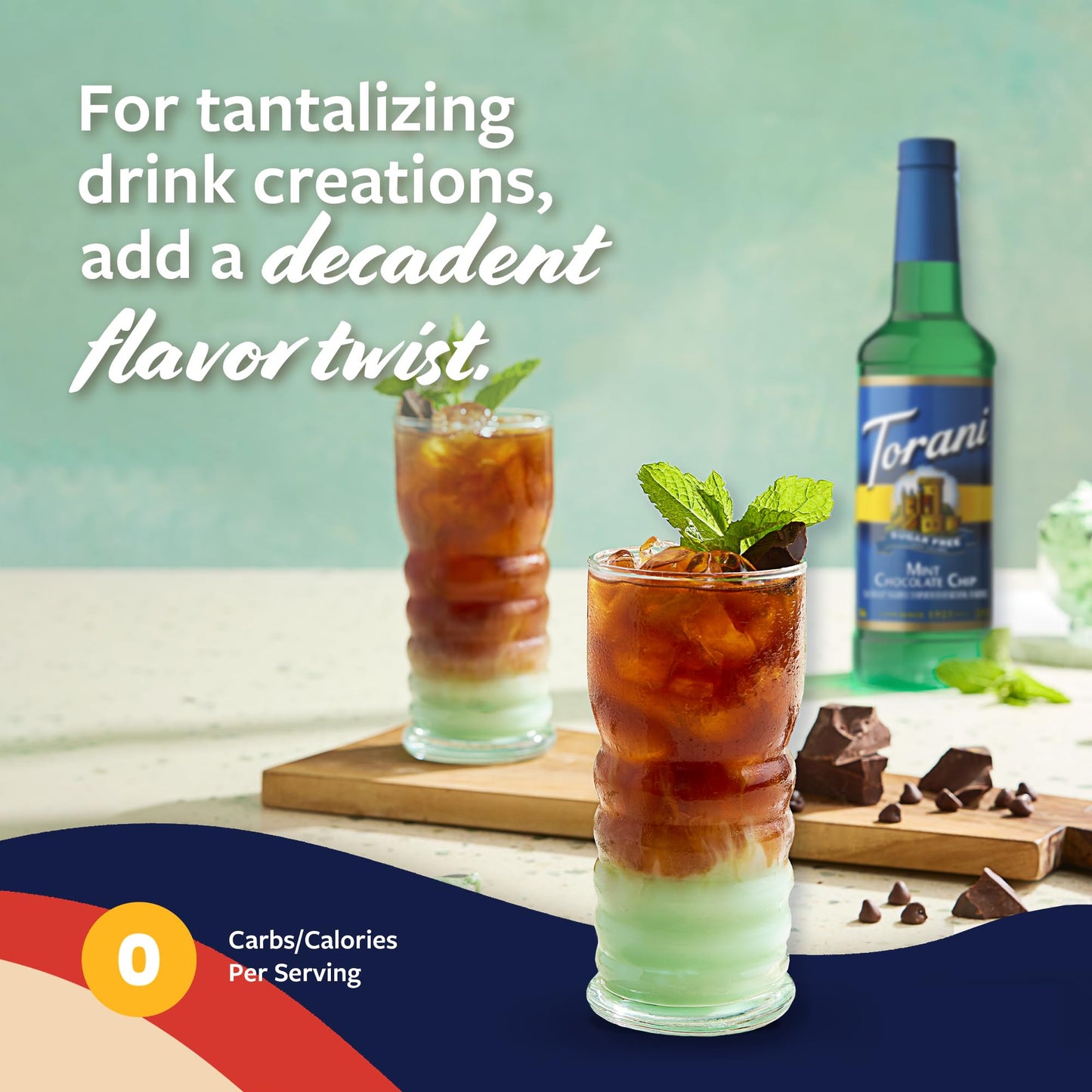 Torani Sugar Free Coffee Syrup, Mint Chocolate Chip Flavoring For Drinks, Zero Calorie, Pump Included, 25.4 Fl Oz
