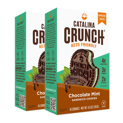Catalina Crunch Chocolate Mint Sandwich Cookies, Healthy Snacks for Kids & Adults, Vegan, Low Sugar 2g, Low Carb, High Protein 4
