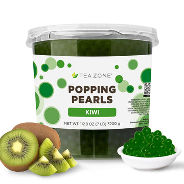 Tea Zone [7 Pounds] Kiwi Popping Pearls for Boba Tea Beverages, Sweets, Ice Cream Topping | B2057