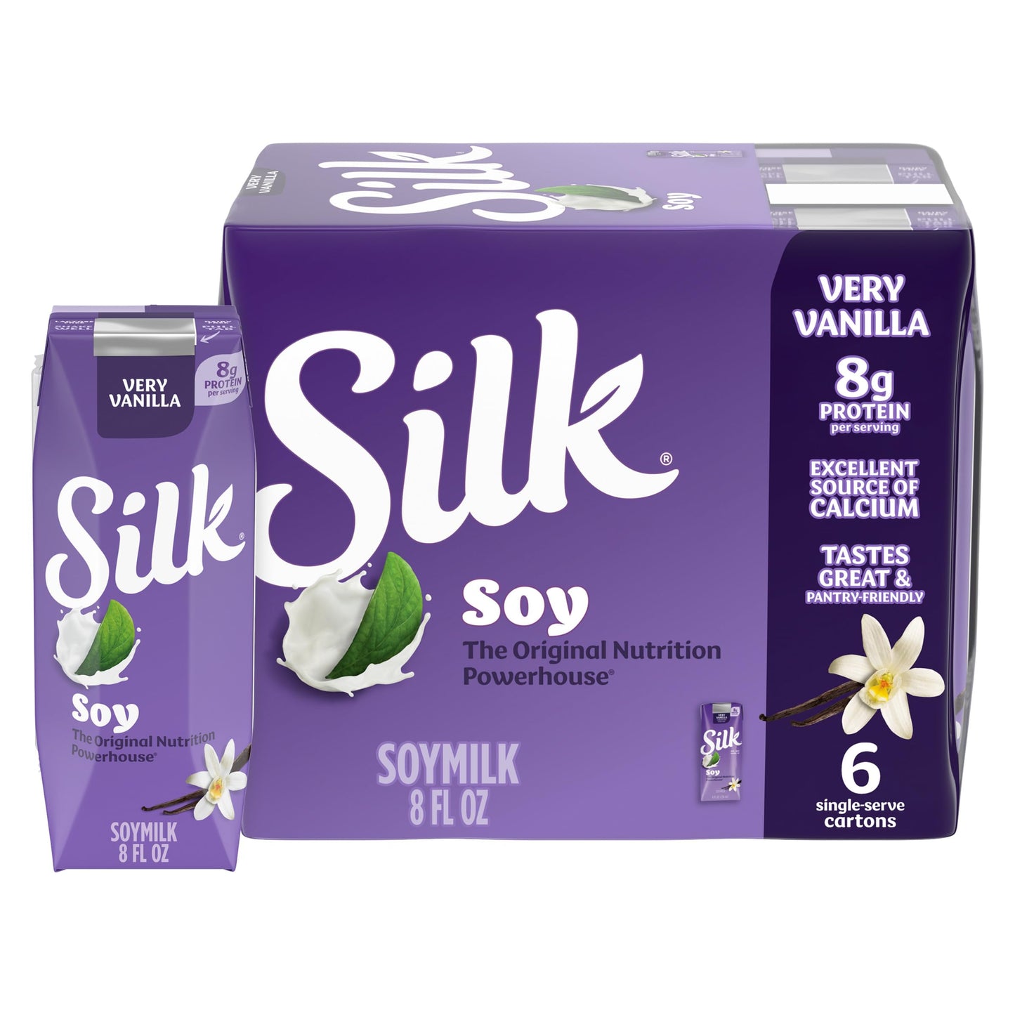 Silk Soy Milk Singles, Very Vanilla, Dairy-Free, Vegan, Non-GMO, 8 oz., 6 Pack