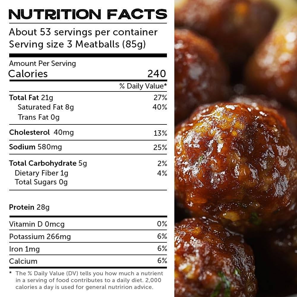 Grumpy Butcher Gourmet Beef & Pork Parmesan Meatballs, 2 Packs (Each 1.25 Lb) - Artisan Fully Cooked Frozen Microwave Meatballs