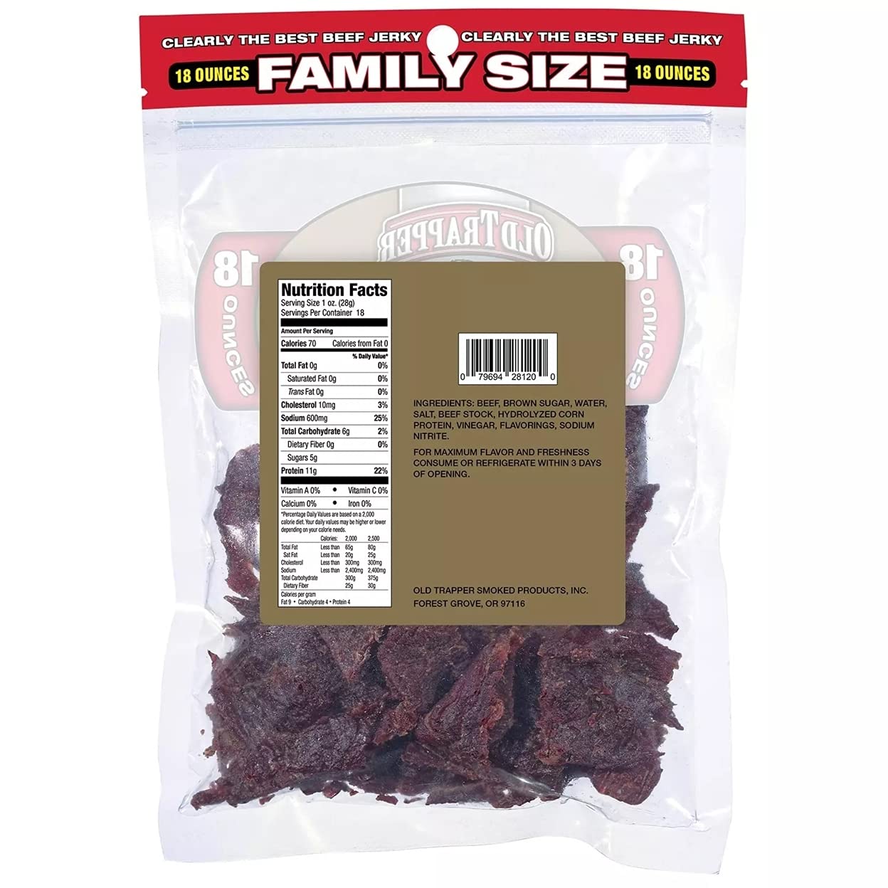 Old Trapper Beef Jerky - Old Fashioned Flavor, 18 Ounce (Pack of 1), Model 980311198