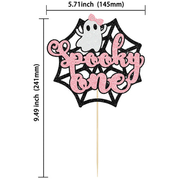 Gyufise 1Pc The Spooky One Cake Topper Pink Glitter The Spooky One Halloween Cake Picks 1St Birthday Cake Decorations For Hallow