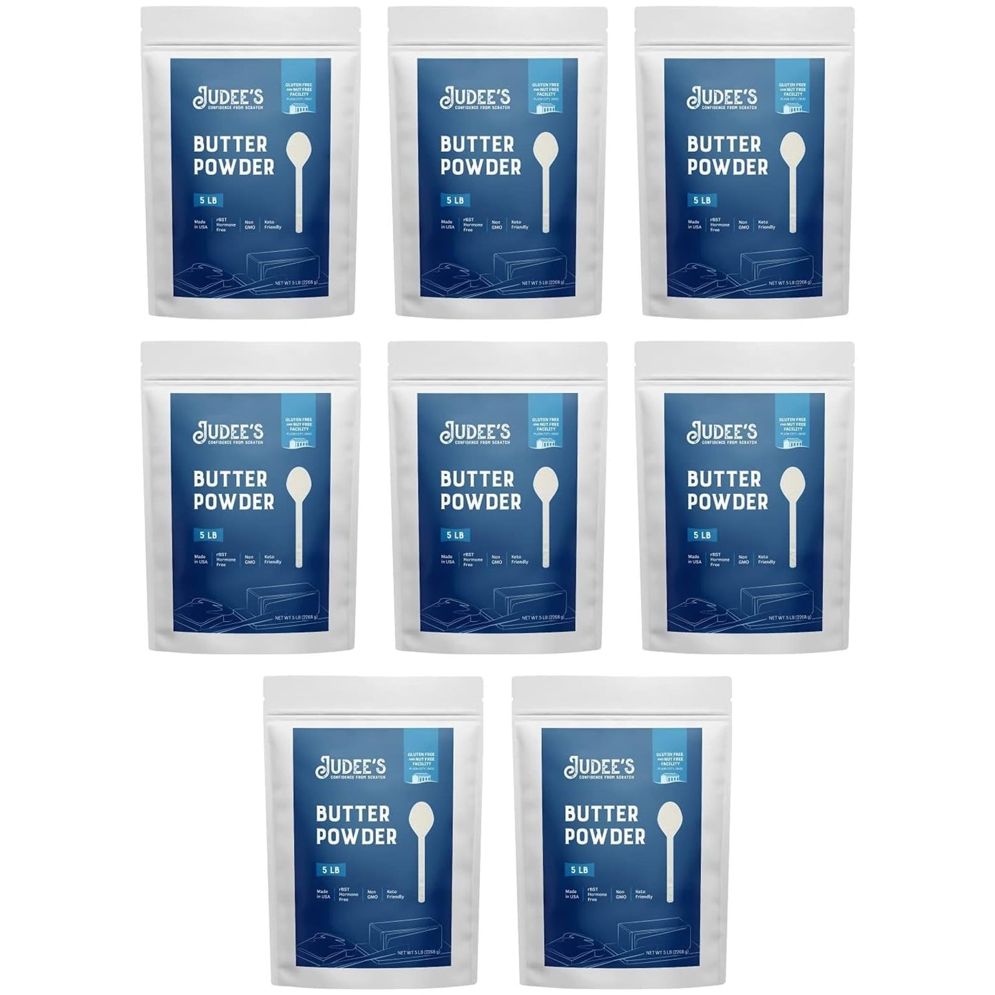 Judees Gluten Free Bulk Butter Powder - 40 lb (5-Pack of 8) - Non-GMO, Keto-Friendly,   & Gluten Free Baking Ingredient