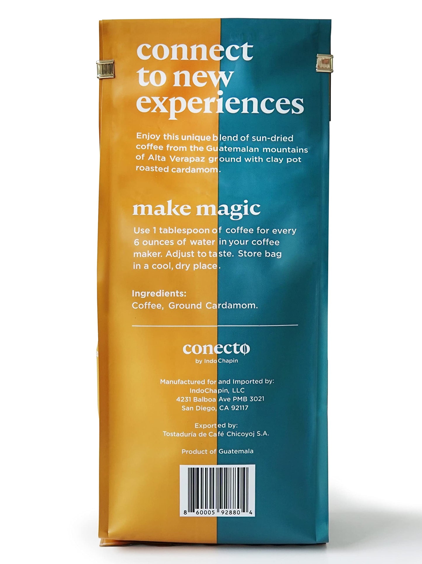Conecto Cardamom Coffee: 100% Natural and Artisanal, Guatemalan Arabica Ground Coffee Flavored with Clay Pot Roasted Cardamom, M