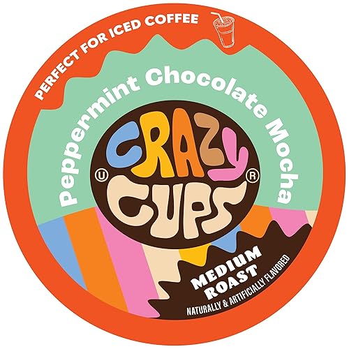 Crazy Cups Flavored Coffee For Keurig K-Cup Machines, Peppermint Chocolate Mocha, Hot Or Iced Drinks, 22 Single Serve, Recyclabl