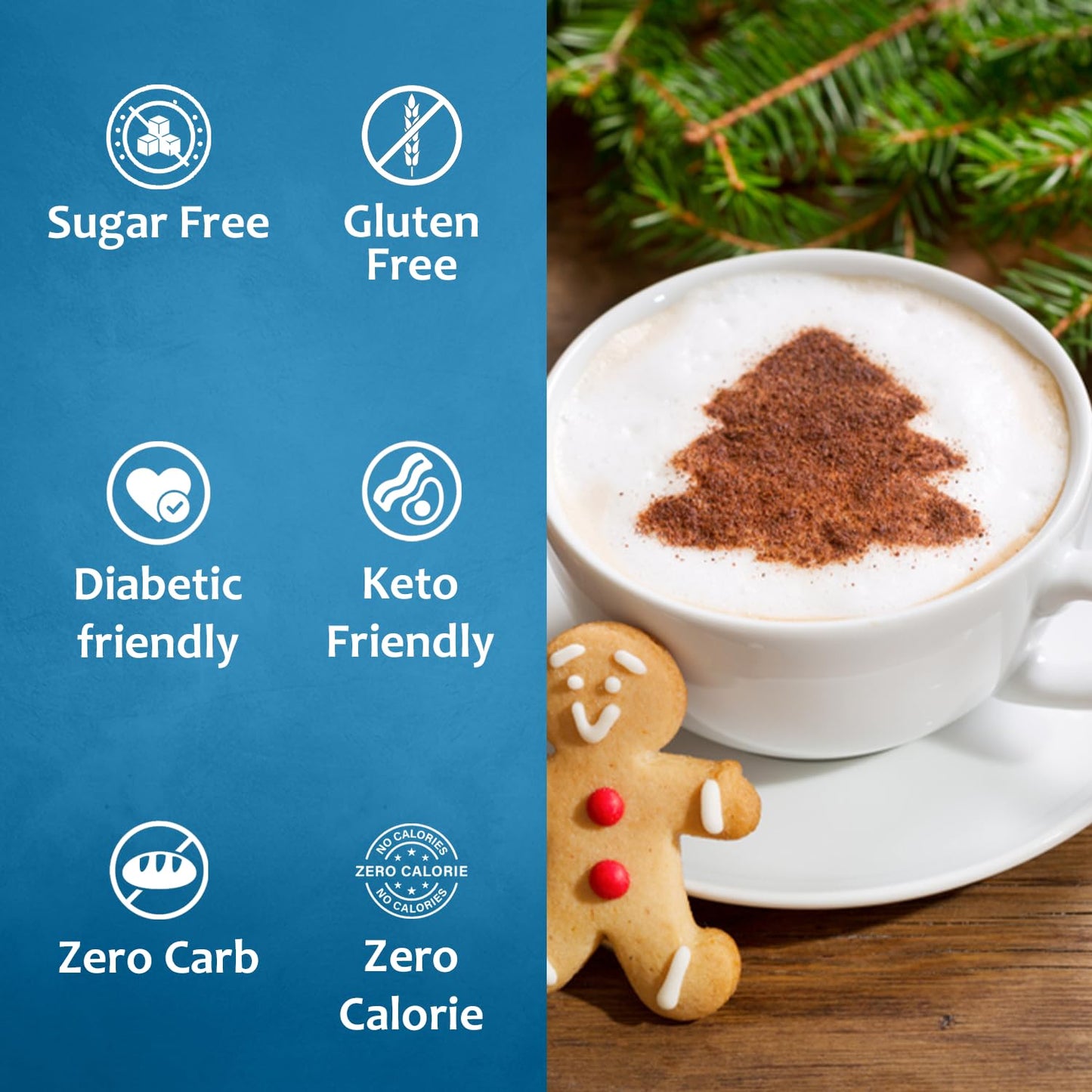 Syruvia Sugar-Free Gingerbread Coffee Syrup - 25.4 fl oz Premium Coffee Flavoring Syrup - 0 Calorie- Kosher Coffee Syrups, Glute