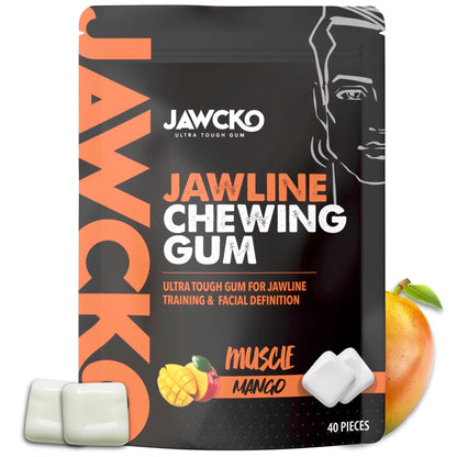 JAWCKO Ultra-Tough Jawline Chewing Gum | Get a Stronger, Squarer Jawline | Mango Jaw Training Hard Gum | 15X Strength | Chisel, 