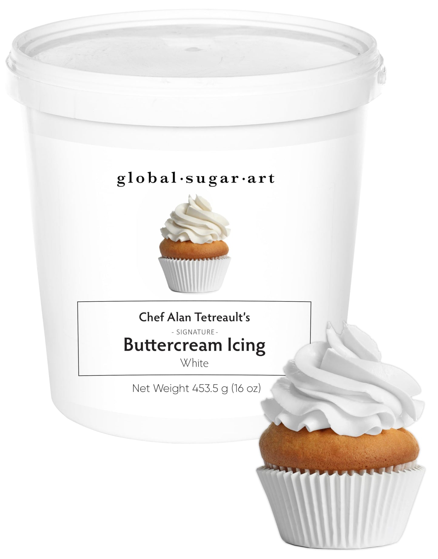 White Buttercream Frosting for Cake Decorating - Firm Icing for Cakes & Cupcakes, 16 Ounce Tub by Global Sugar Art/Chef Alan Tet
