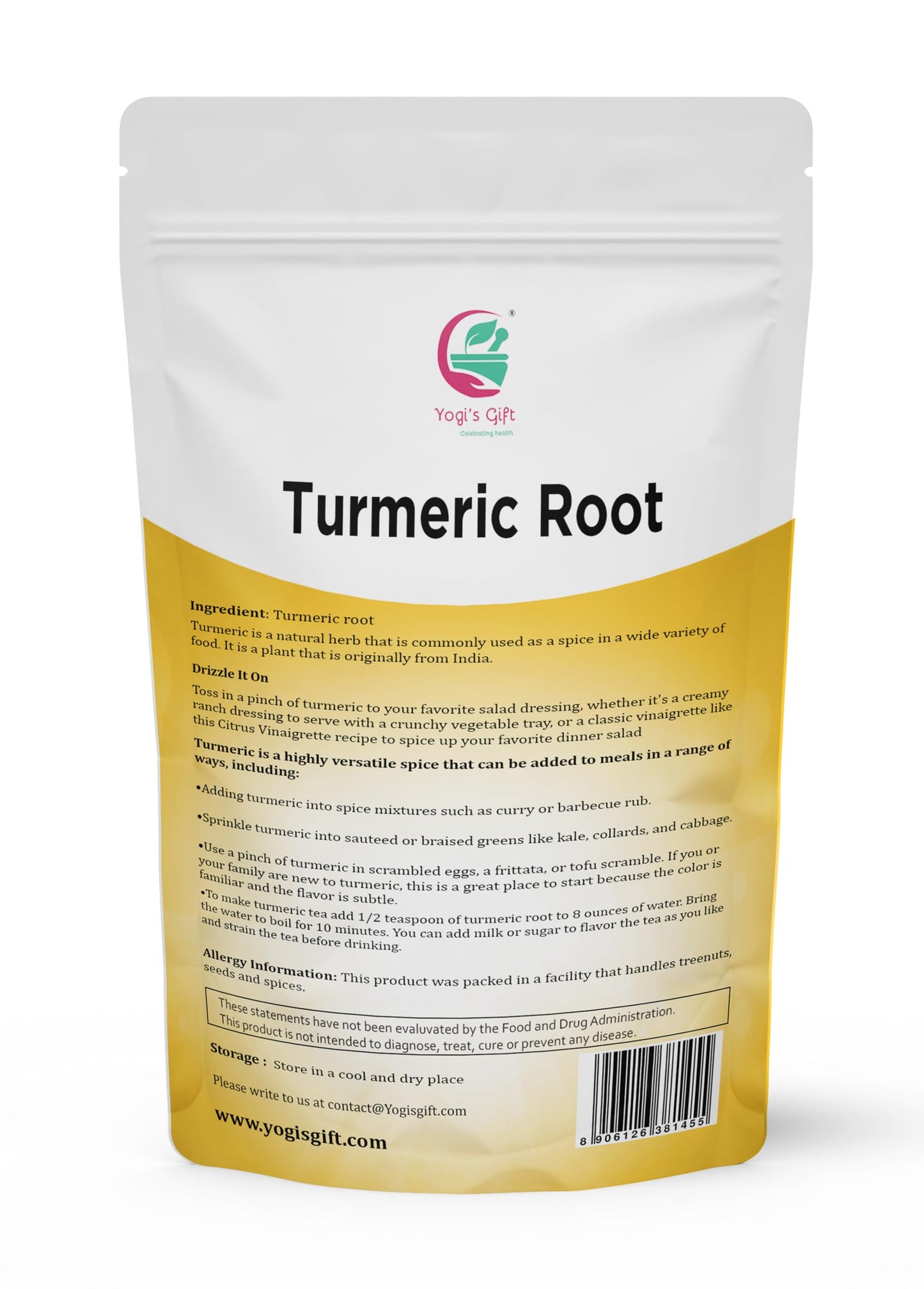 YOGI’S GIFT Turmeric Root Dried Pieces 1 lb | 100% Pure and Natural Indian Spice
