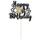 Gyufise 1Pc Happy 21St Birthday Cake Topper Black Gold Glitter Cheers To 21 Years Birthday Cake Pick 21 Fabulous Cake Decoration